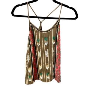 Single Los Angeles Tina Tank, Size S, Olive Green w/Gold, Orange, Black+…